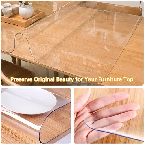 Vista 4 de Tapete de Escritorio Transparente de 12 x 12 Pulgadas, 1.5mm de Grosor, Protector de Cubierta de Mesa, Tapetes de Escritorio de Vinilo sobre