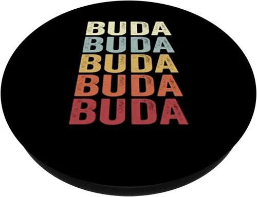 Vista 2 de Buda Texas Buda TX Retro Vintage Texto PopSockets PopGrip intercambiable