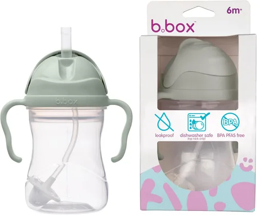 Vista 11 de b.box Vaso para beber con popote abatible, bebe desde cualquier ángulo, popote pesado, a prueba de derrames, a prueba de fugas y de fácil agarre