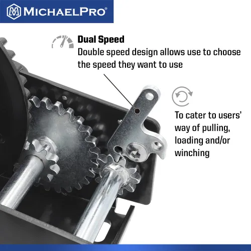 Vista 5 de MichaelPro MP009093 2500lbs Heavy Duty Hand Winch para Automotriz, Barco, Remolque