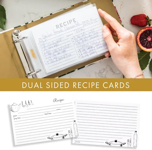 Vista 4 de Jot & Mark Carpeta de recetas para tarjetas 4x6 — Receta de vajilla culinaria de 3 anillos 6 Customizable Tab Dividers for 8.5x11 3-Ring Recipe