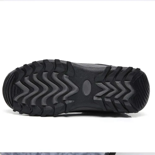 Vista 6 de TSIODFO Botas de moda para hombre invierno impermeables para exterior con piel para senderismo negras Negro 01