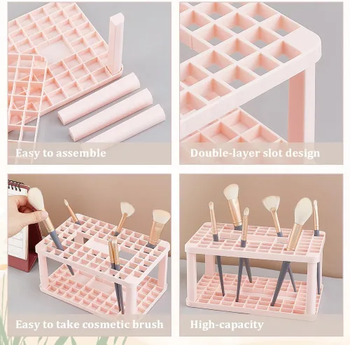 Vista 4 de AHandMaker Organizador de pinceles de pintura, soporte de plástico de 71 agujeros para brochas de maquillaje, artistas y cosméticos, herramientas
