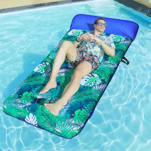 Vista 6 de FindUWill Flotador inflable para piscina para adultos, 72 pulgadas XL, flotadores de piscina cubiertos de tela de gran tamaño para adultos