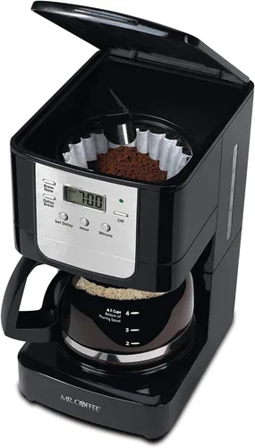 Vista 3 de Cafetera programable JWX3 de Mr.Coffee, capacidad para 5 tazas, color negro, Jarra de vidrio, talla única , Negro
