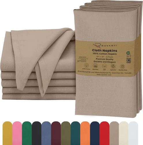 Vista 19 de Ruvanti - Servilletas de tela, paquete de 6, 45x45 centímetros, 100% algodón, lavables, suaves y absorbentes, perfectas para bodas, cenas de Belleza