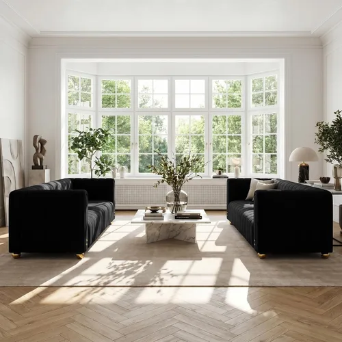 Vista 6 de Sofá de terciopelo de 81 pulgadas, sofá moderno de mediados de siglo para 3 personas, sofás de terciopelo copetudos para sala de estar, apartamento