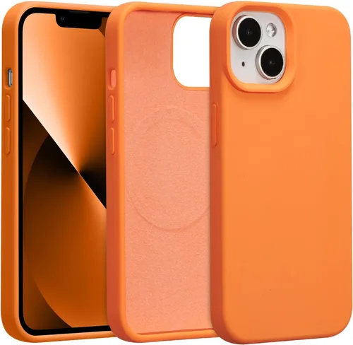 Vista 496 de Funda magnética de silicona para iPhone 13 Pro, color blanco antiguo [Compatible con Magsafe] [Forro de microfibra suave antiarañazos], funda