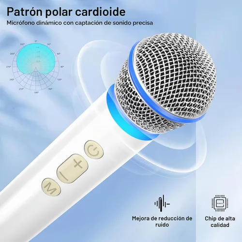 Vista 2 de Aokeo Micrófono inalámbrico con receptor recargable, micrófono de karaoke de mano dinámico UHF, rango de 100 pies, para altavoz amplificador