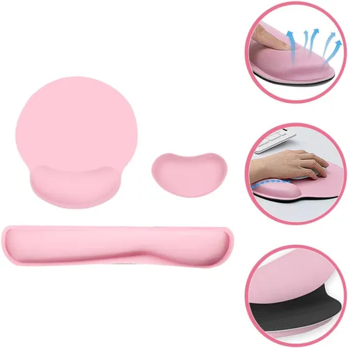 Vista 6 de Alfombrilla ergonómica para mouse con soporte para muñeca y reposamuñecas para teclado, antideslizante, alfombrilla de mouse para computadora