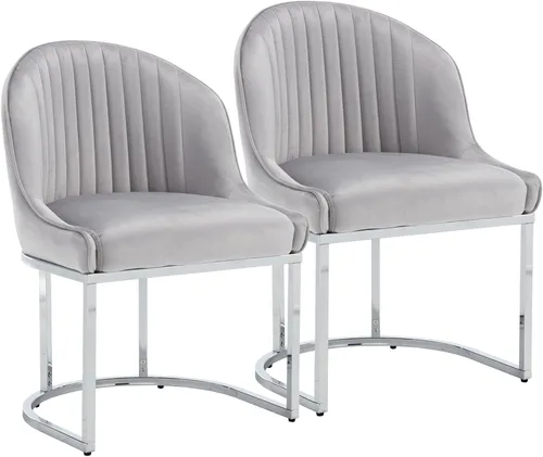 Vista 16 de Juego de 2 sillas de comedor de terciopelo, sillas de comedor tapizadas con patas de metal dorado, sillas auxiliares modernas para cocina, sillas