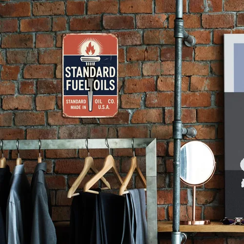 Vista 3 de Standard Fuel Oils Standard Oil Company - Letrero de metal vintage con estampado de combustible y aceite, para jardín, patio, bar, porche, hogar