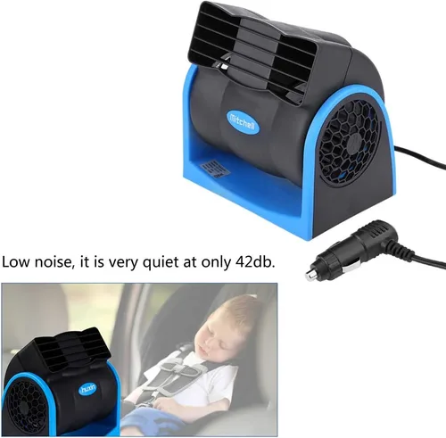 Vista 6 de Enfriador de ventilador de aire para vehículos de automóvil, DC 12V ABS Ventilador de enfriamiento eléctrico, Mini, velocidad ajustable, enfriador