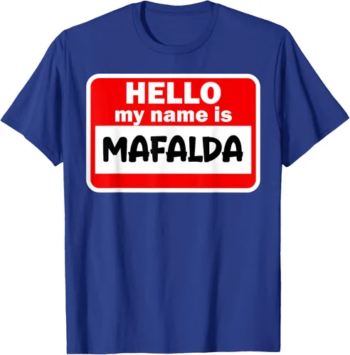 Vista 13 de Mafalda Hello Hi My Name Is Camiseta con nombre en camiseta personalizada, Negro