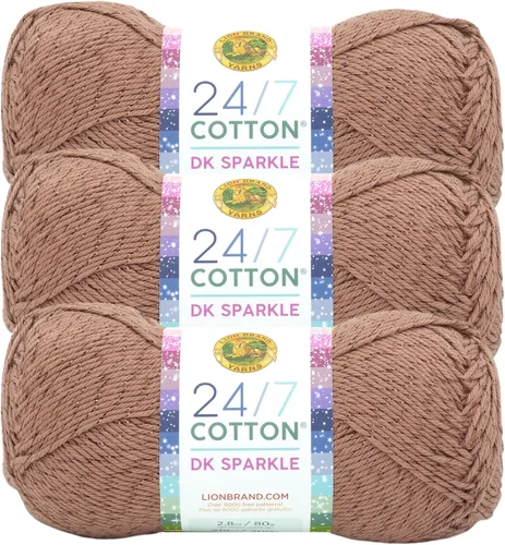 Vista 9 de Lion Brand Yarn Estampados DK de algodón 24/7, hilo para tejer, ganchillo y manualidades, azul, paquete de 1 Cotton Yarn for Knitting, Crochet