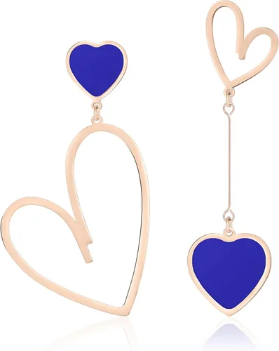 Vista 35 de Linawe Mismatched Heart Dangle Earrings for Women Trendy