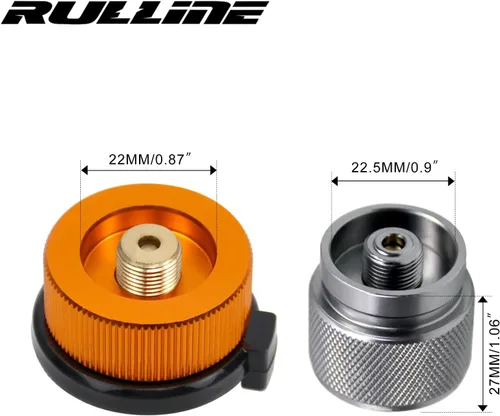 Vista 2 de Kit de Adaptador de Recarga de Gas RULLINE para Estufas de Camping - Juego de Adaptador de Recarga de Botella de Válvula EN417 Lindal para Tanques