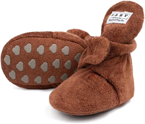 Vista 204 de Sawimlgy - Botines de algodón antideslizantes para recién nacido, con agarre, para cuna o para el invierno
