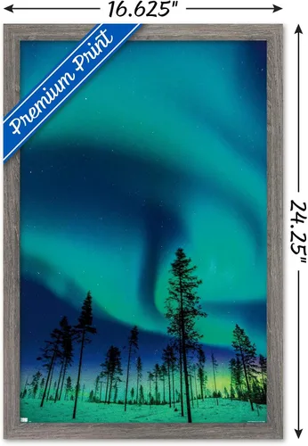 Vista 3 de Trends International Aurora Borealis - Póster de pared, 14.725 x 22.375 pulgadas, versión enmarcada de madera de granero