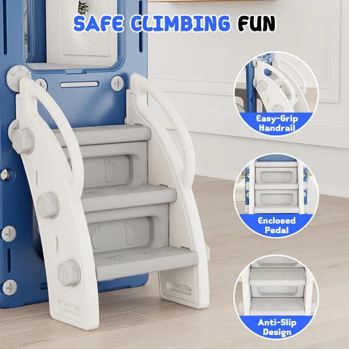 Vista 7 de GITAWUSA Juego de tobogán para niños pequeños 8 en 1, juego de juego para interiores y exteriores para niños de 1, 2 y 3 años, tobogán para escalar