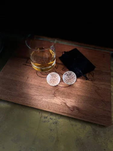 Vista 2 de Enfriadores de whisky y bolsa para congelador - Juego de 2 piedras de whisky de cristal para enfriar vodka, whisky y whisky escocés - Cada piedra