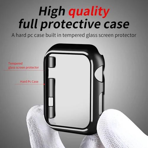 Vista 2 de Smiling - Funda compatible con Apple Watch Series 3 y Series 2 de 1.496 pulgadas con protector de pantalla de vidrio templado integrado - Funda