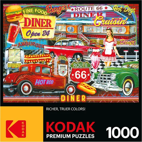 Vista 4 de RoseArt - Kodak Premium - 50's Diner - Rompecabezas de 1000 piezas para adultos