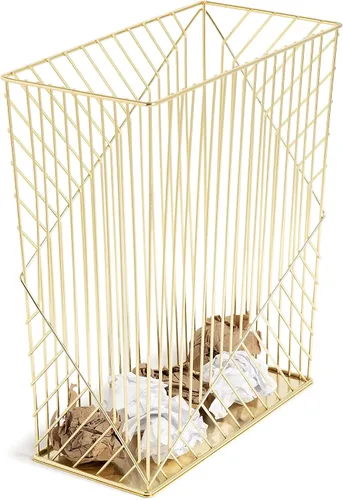 Vista 3 de U Brands Bote de basura de metal, colección Vena, capacidad de 6 galones, dorado (3232U02-06)