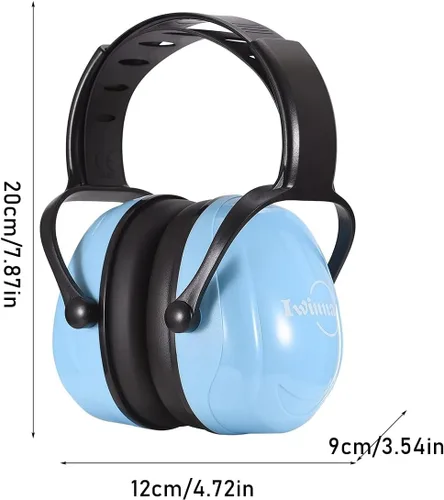 Vista 9 de Auriculares con cancelación de ruido para niños con autismo y necesidades sensoriales, orejeras ajustables para bebés, niños pequeños y niños, Azul