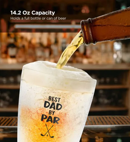 Vista 4 de GALVANOX Par - Taza de golf congelable de regalo para papá, mejor papá, taza enfriadora de gel de hielo congelable para cerveza/bebidas frías