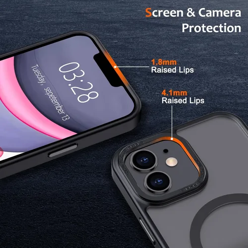 Vista 3 de Anuck - Funda magnética para iPhone 11 compatible con MagSafe, carcasa trasera mate translúcida dura, borde de TPU, delgada, resistente a impactos