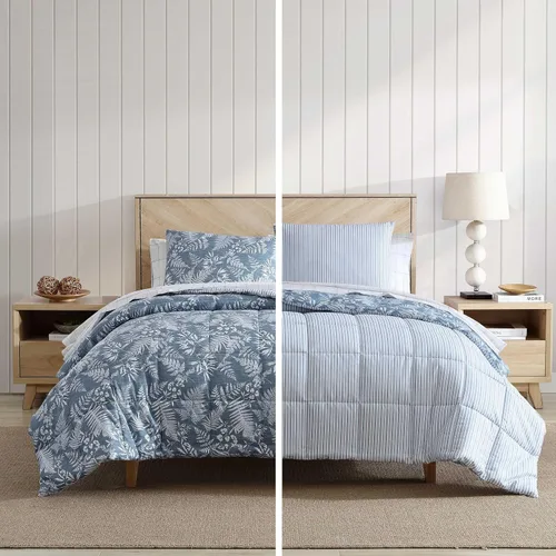 Vista 2 de Eddie Bauer - Juego de edredón individual, ropa de cama reversible suave con funda a juego, juego de ropa de cama lujosa inspirada en flores Helecho