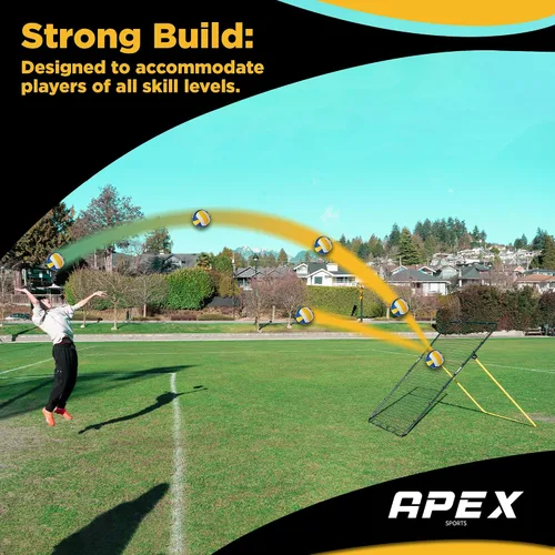 Vista 9 de Apex Sports Adjustable Volleyball Rebounder Net 7x4 ft – Bounce Back Training Equipment with Angle Customization for Practicing Volleying, Bumping