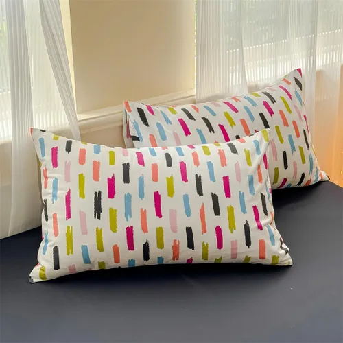 Vista 7 de LIWHENHAO Juego de funda de edredón a rayas arcoíris tamaño individual 100% algodón ropa de cama colorida azul rojo negro rayas de grafiti sobre