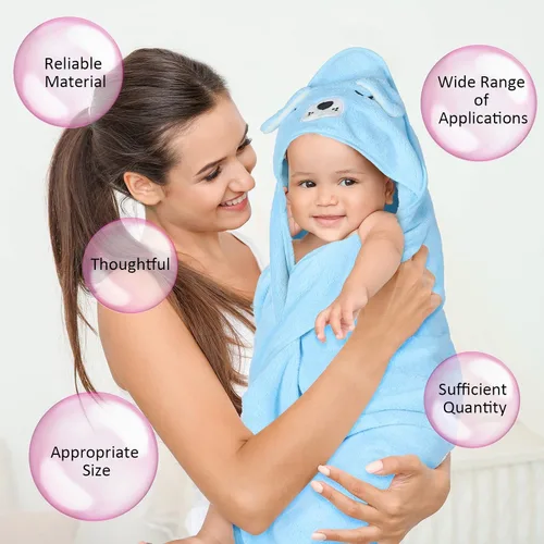 Vista 7 de Eccliy Paquete de 4 toallas de baño para bebé, cara de animal, forro polar coral, poncho para niño y niña (gatito, cachorro, oso, elefante)