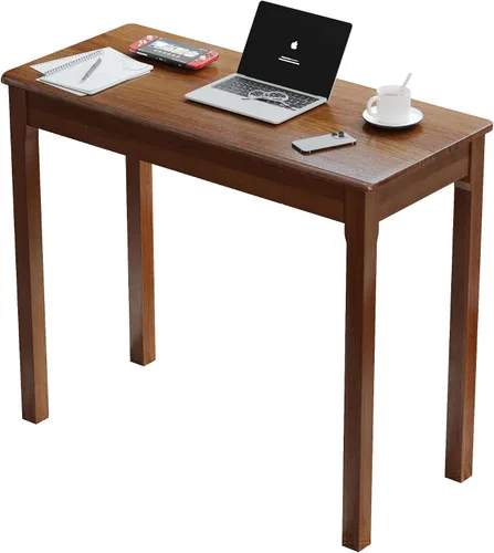 Vista 25 de Escritorio de madera maciza con cajones, escritorios estrechos simples de 24 x 16 pulgadas, mesa de estudio de madera de goma, escritorio pequeño