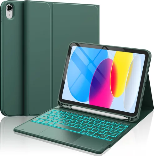Vista 8 de CHESONA Funda compatible con iPad de 11ª (A16)/10ª generación con teclado Azul