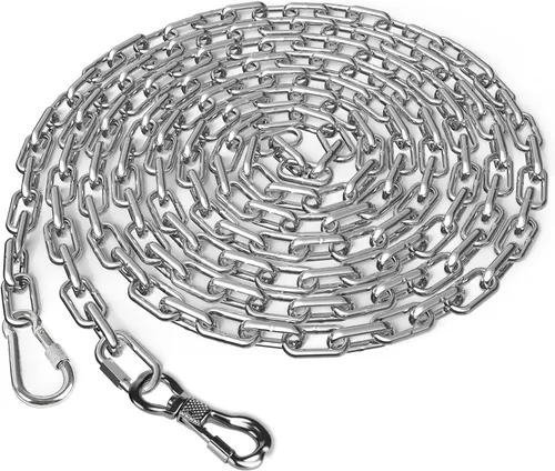 Vista 8 de Tresbro Cadenas de perro resistentes para exteriores, cable de amarre de acero inoxidable de 15 pies con gancho giratorio para perros pequeños