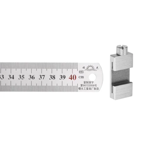 Vista 8 de HARFINGTON Regla de acero inoxidable 2 en 1 con bloque de escritura 19.7 in/20 regla métrica y de metal en pulgadas con latón de 1.181 in