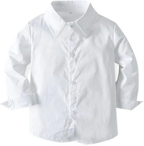 Vista 2 de Conjunto formal de 4 piezas de camisa de manga larga tirantes pantalones pajarita