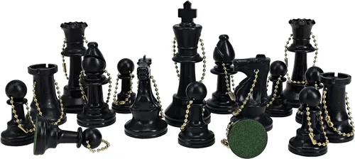 Vista 5 de WE Games Llavero de juego de ajedrez a granel, 17 piezas de plástico negro con cadena, llavero, accesorios lindos para hombres, llaves de coche