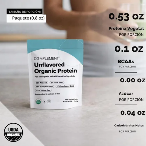 Vista 2 de Complemento de 0.53 oz de proteína vegana sin sabor a base de plantas en polvo (1 porción)