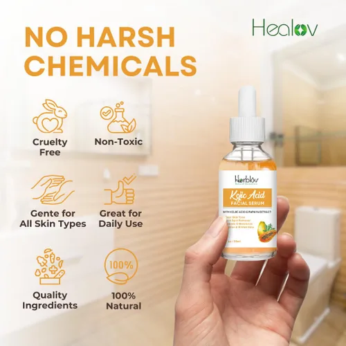 Vista 5 de Suero de ácido kójico – Removedor de manchas oscuras para rostro y cuerpo – Iluminador de la piel para manchas, hiperpigmentación, decoloración