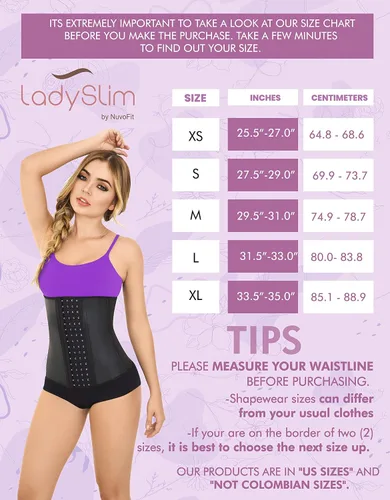 Vista 5 de Lady Slim - Fajas reductoras colombianas de látex para mujer, faja moldeadora de cintura para mujer. Cinturilla Shapewear Free Extender Cintura
