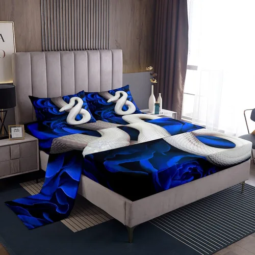 Vista 12 de Erosebridal Juego de ropa de cama para niños, sábanas kawaii con diseño de gato, tamaño individual, juego de cama de 3 piezas con 1 sábana bajera, 1