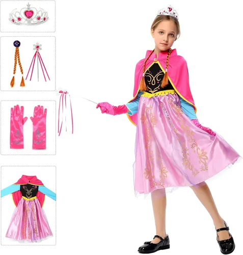 Vista 2 de Princess Costumes for Toddler Girls Snow Party Halloween Dress Up for Little Girls Age 2-7 Years