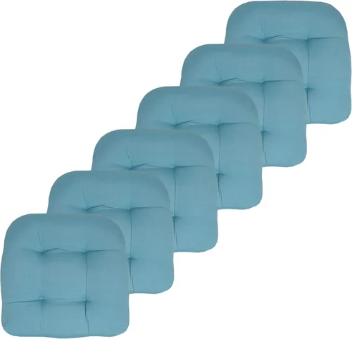Vista 61 de Sweet Home Collection - Cojines para silla de patio y exterior, almohadillas prémium con relleno grueso y cómodo de fibra, mechones, 19 x 19 Negro