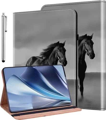 Vista 21 de ALILANG Funda para Samsung Galaxy Tab S5e de 10,5 pulgadas con lápiz capacitivo, a prueba de golpes plegable, negro (black horse)
