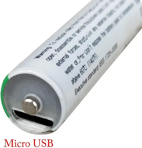 Vista 5 de FixtureDisplays® 4PK USB recargable AAA batería 500mAh batería de litio batería USB recargable 15013-SNL Listado