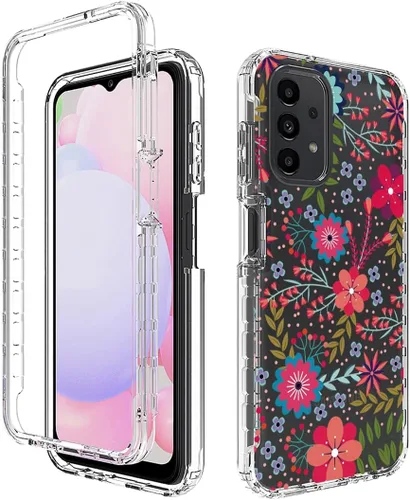 Vista 6 de Funda para Galaxy A13 4G/A13 LTE 4G SM-A135F con protector de pantalla de vidrio templado, suave 360 cuerpo completo, a prueba de golpes
